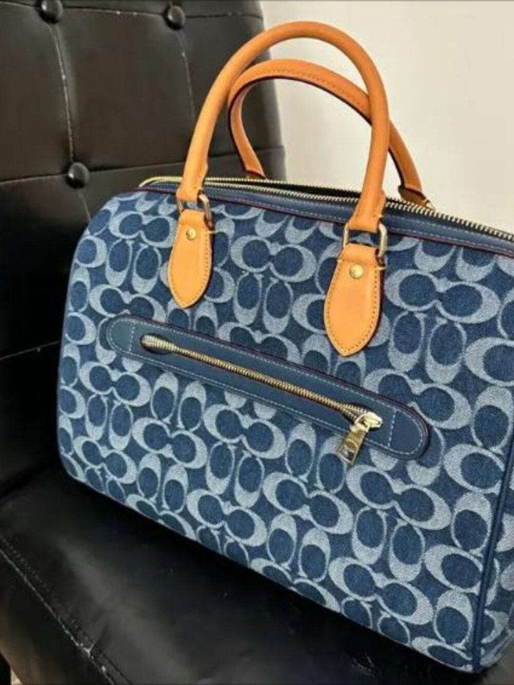 Coach Rowan Satchel Bag In Signature Denim Canvas NWT CY699 - Picture 4 of 6